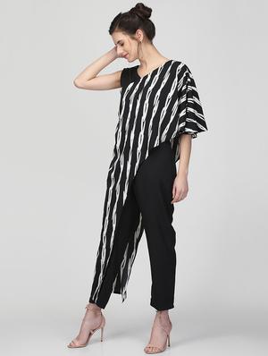 printed overlay full leg jumpsuit - 16013126 - Standard Image - 2