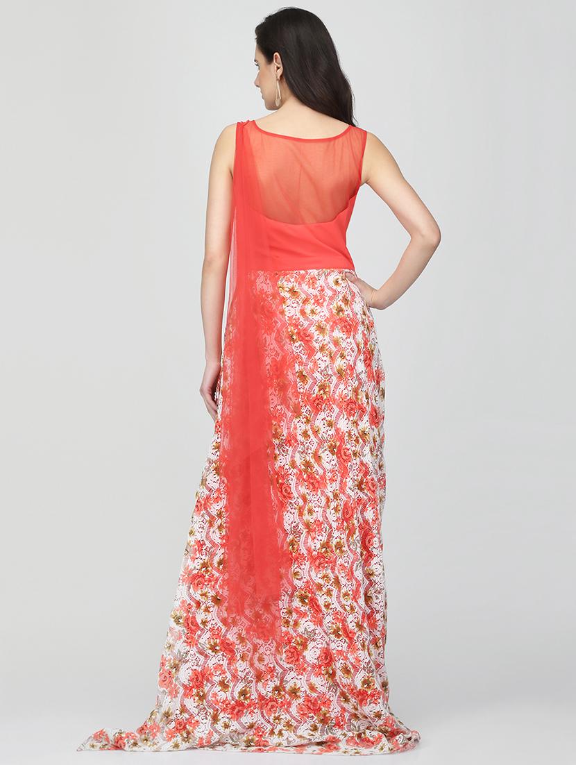 floral drape flared gown - 16013147 - Zoom Image - 3