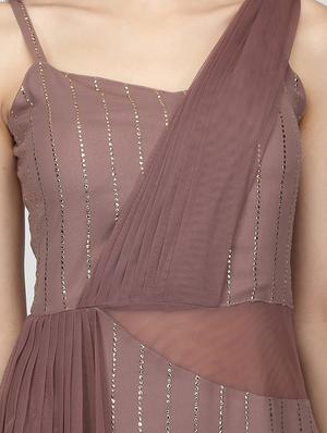 embellished net a-line gown - 16013149 - Standard Image - 4