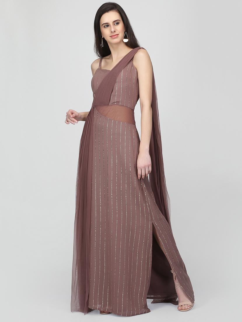 embellished net a-line gown - 16013149 - Zoom Image - 2