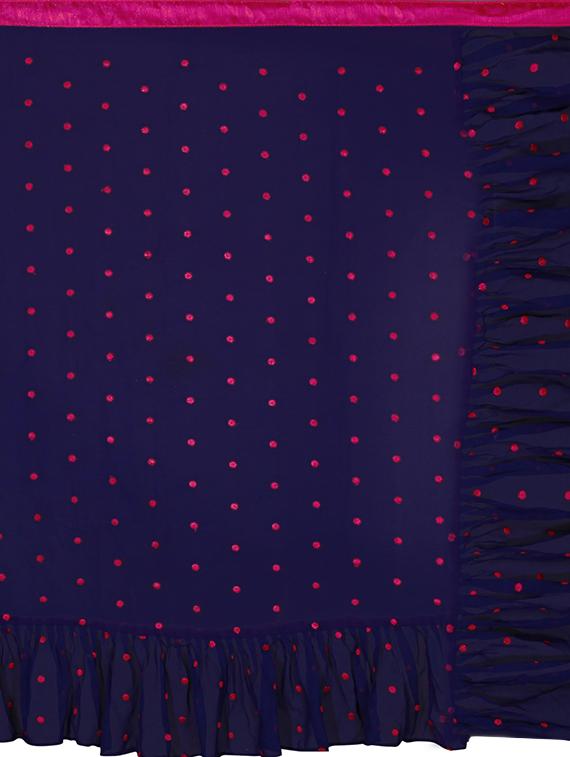 polka dots ruffle border saree with blouse - 16013395 - Zoom Image - 2