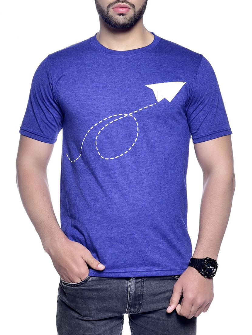 blue chest print t-shirt - 16013415 - Zoom Image - 1