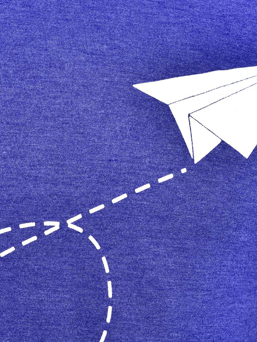 blue chest print t-shirt - 16013415 - Zoom Image - 4