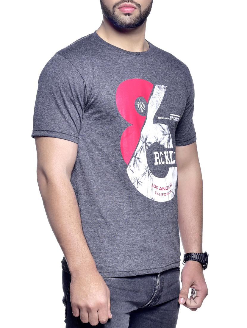 grey typographic chest print t-shirt - 16013419 - Zoom Image - 2
