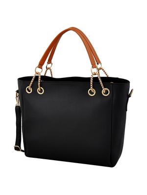 black leatherette (pu) combo handbag - 16013434 - Standard Image - 4