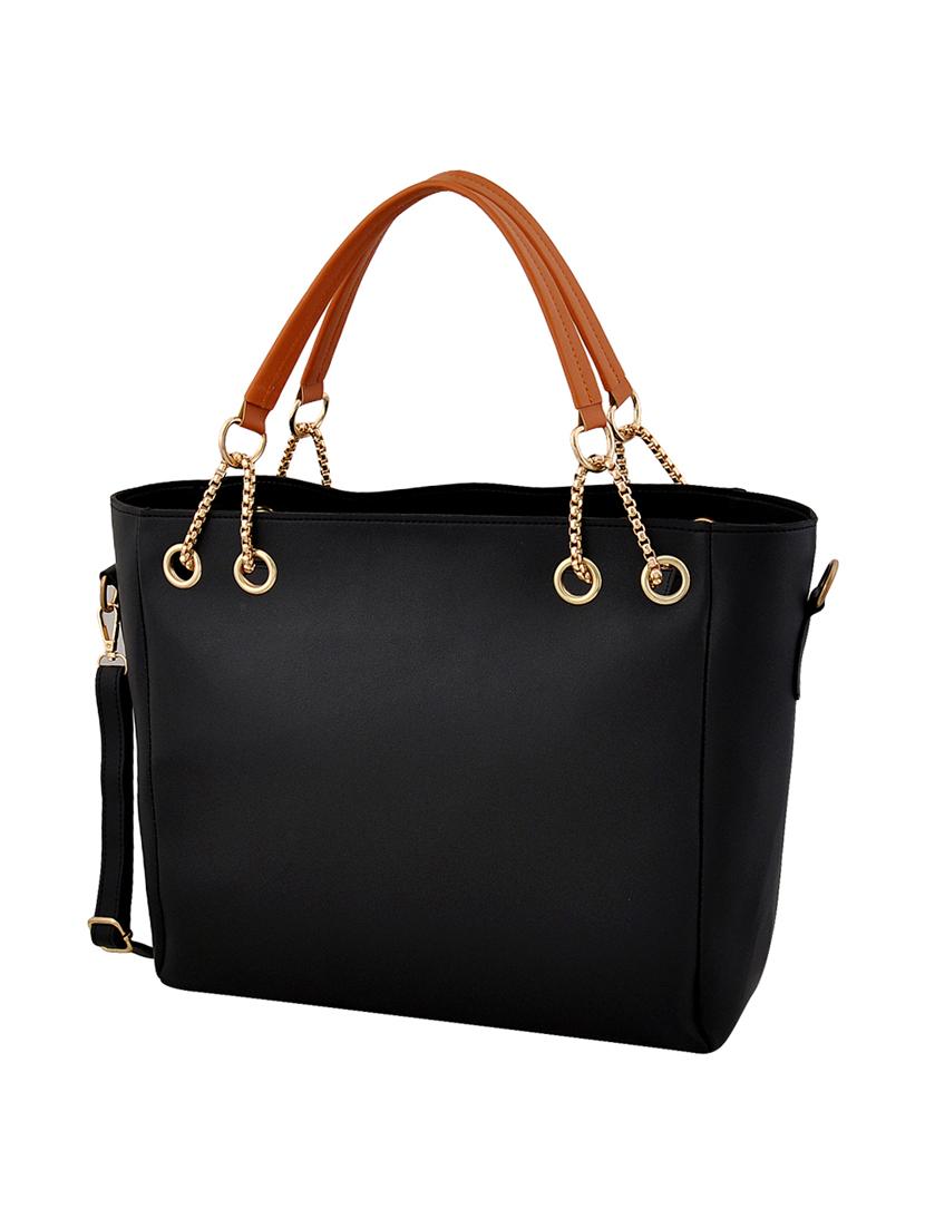 black leatherette (pu) combo handbag - 16013434 - Zoom Image - 4