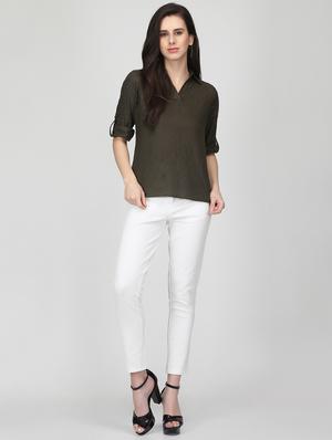 roll up sleeved back slit top - 16013495 - Standard Image - 4