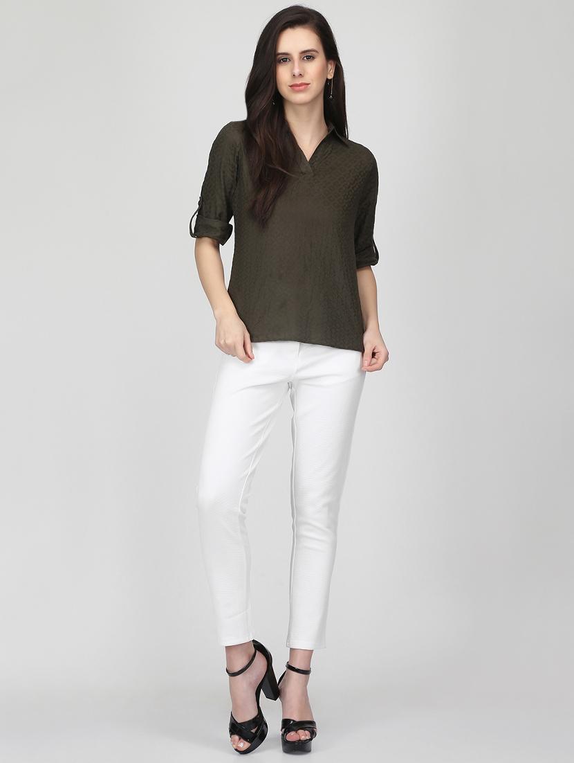 roll up sleeved back slit top - 16013495 - Zoom Image - 4