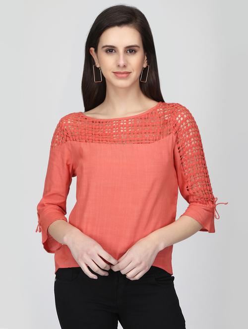crochet paneled asymmetric top - 16013506 - Standard Image - 1