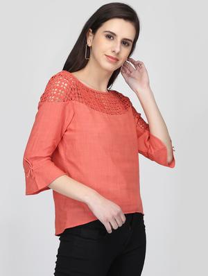 crochet paneled asymmetric top - 16013506 - Standard Image - 2
