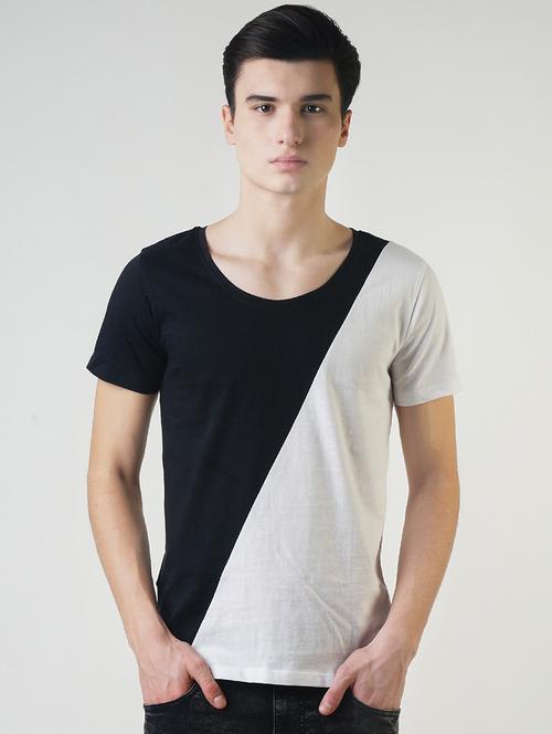 black color block t-shirt - 16013618 - Standard Image - 1