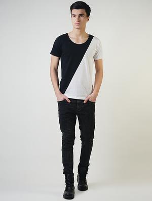 black color block t-shirt - 16013618 - Standard Image - 4