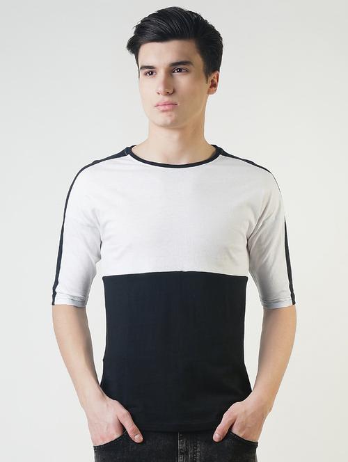 black monochrome color block t-shirt - 16013620 - Standard Image - 1