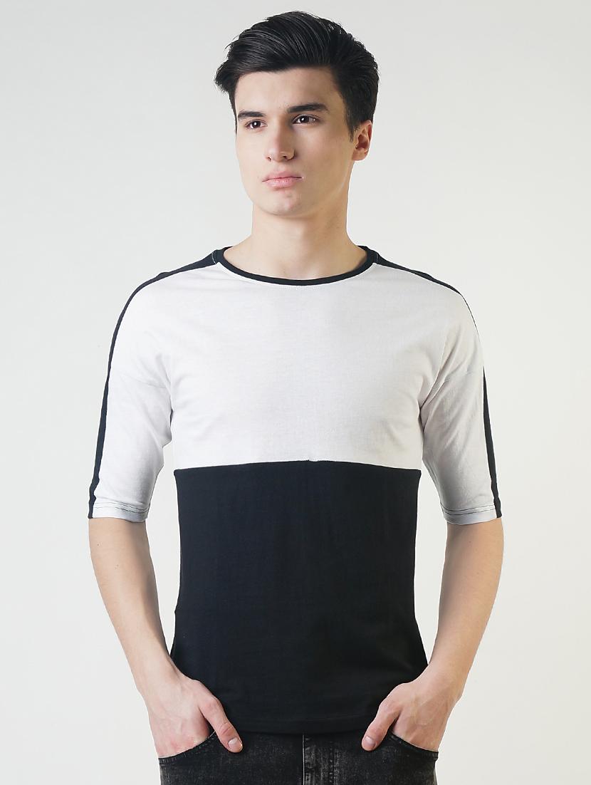 black monochrome color block t-shirt - 16013620 - Zoom Image - 1