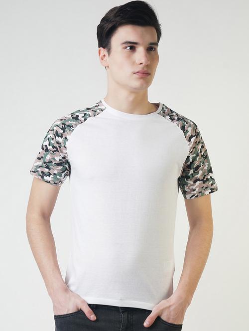 white camouflage raglan t-shirt - 16013622 - Standard Image - 1