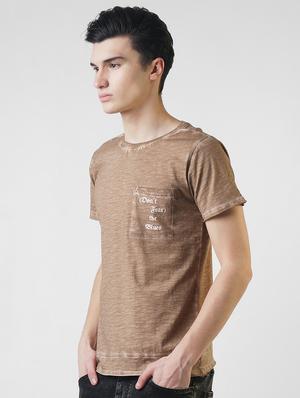 brown typographic pocket t-shirt - 16013637 - Standard Image - 2