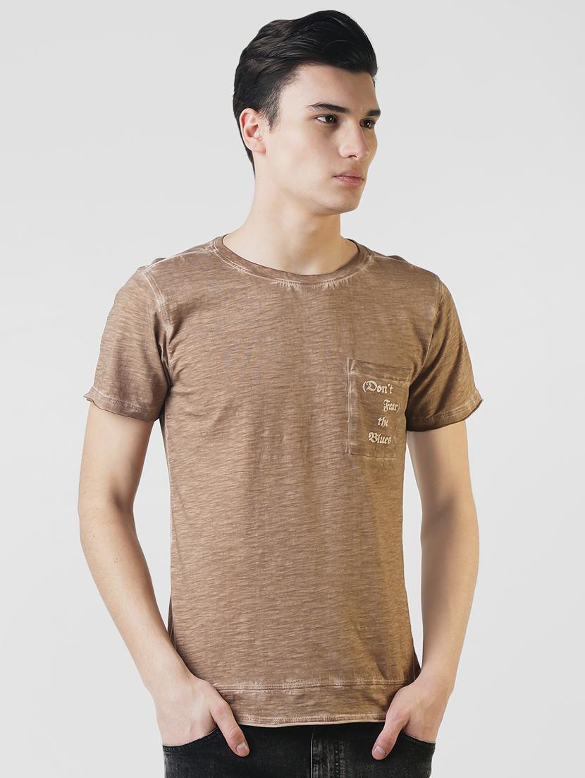 brown typographic pocket t-shirt - 16013637 - Zoom Image - 1