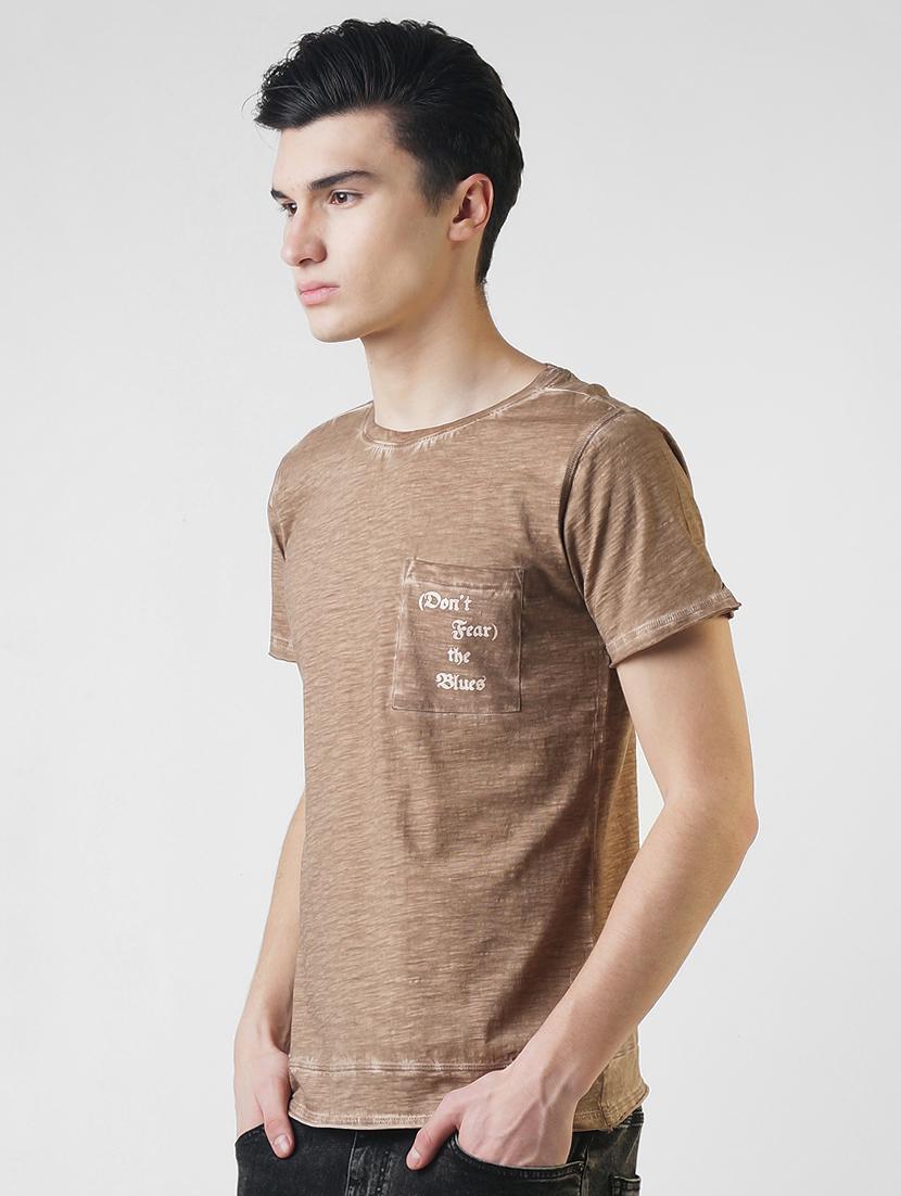 brown typographic pocket t-shirt - 16013637 - Zoom Image - 2