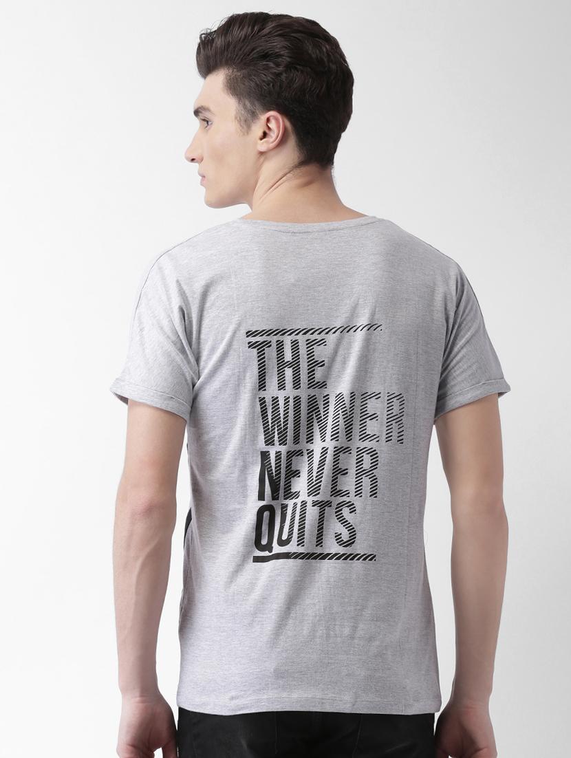 grey typographic back print t-shirt - 16013642 - Zoom Image - 3