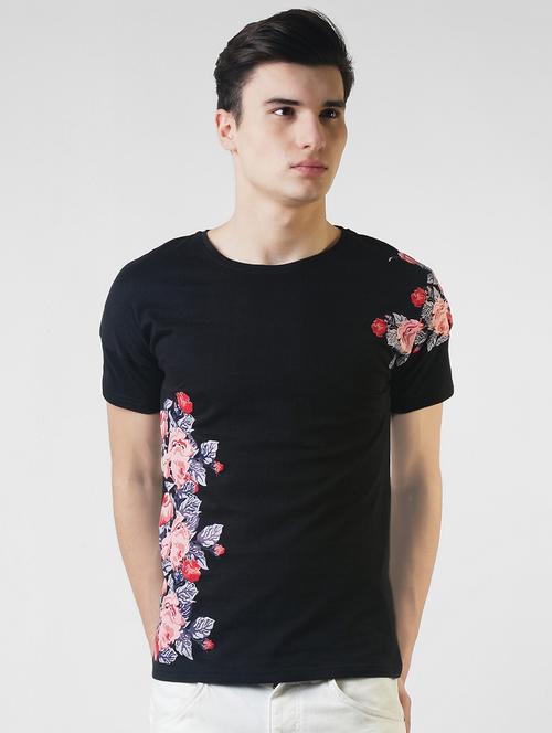 black floral printed t-shirt - 16013651 - Standard Image - 1
