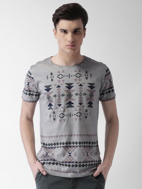 grey geometric printed tshirt - 16013660 - Standard Image - 1