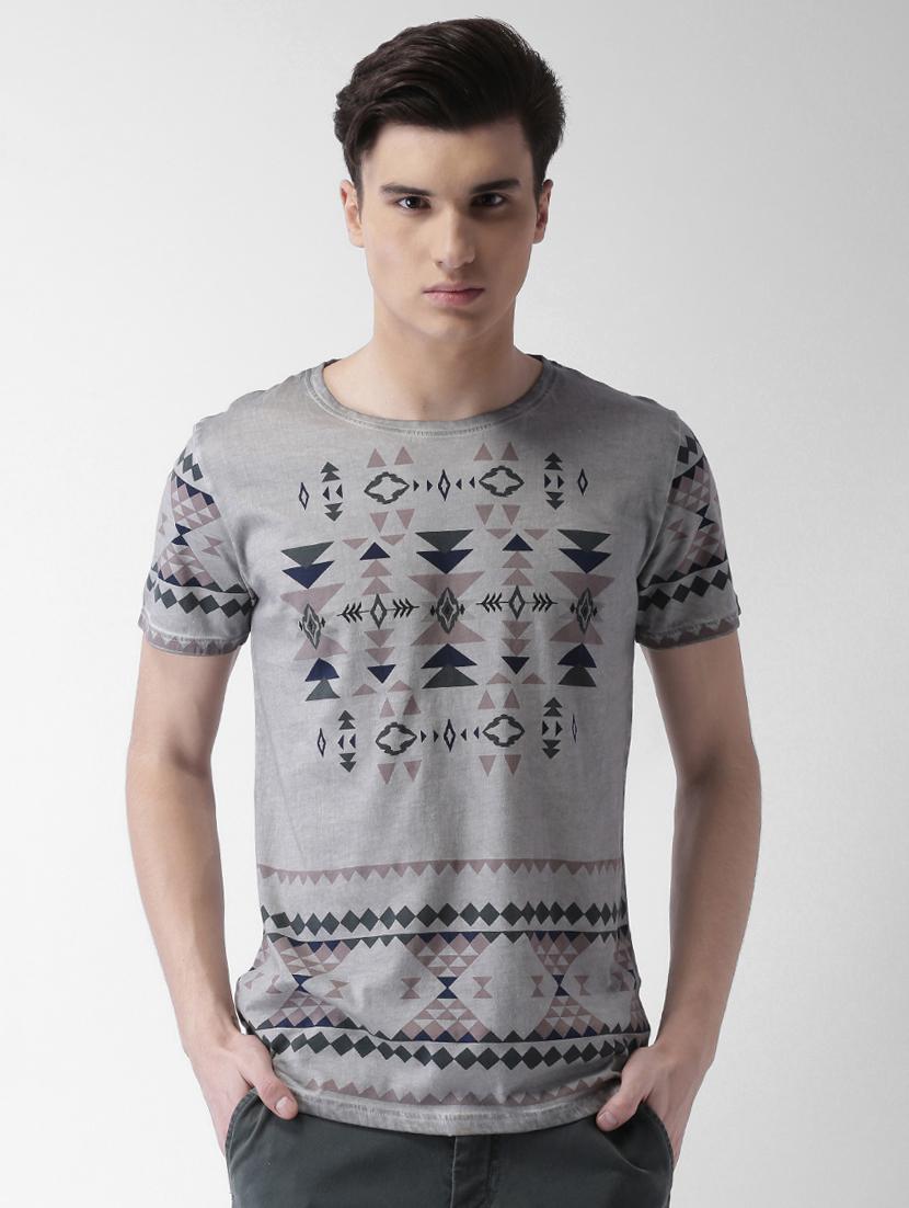 grey geometric printed tshirt - 16013660 - Zoom Image - 1