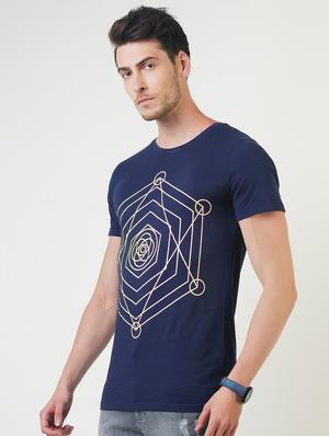 navy blue printed t-shirt - 16013665 - Standard Image - 2