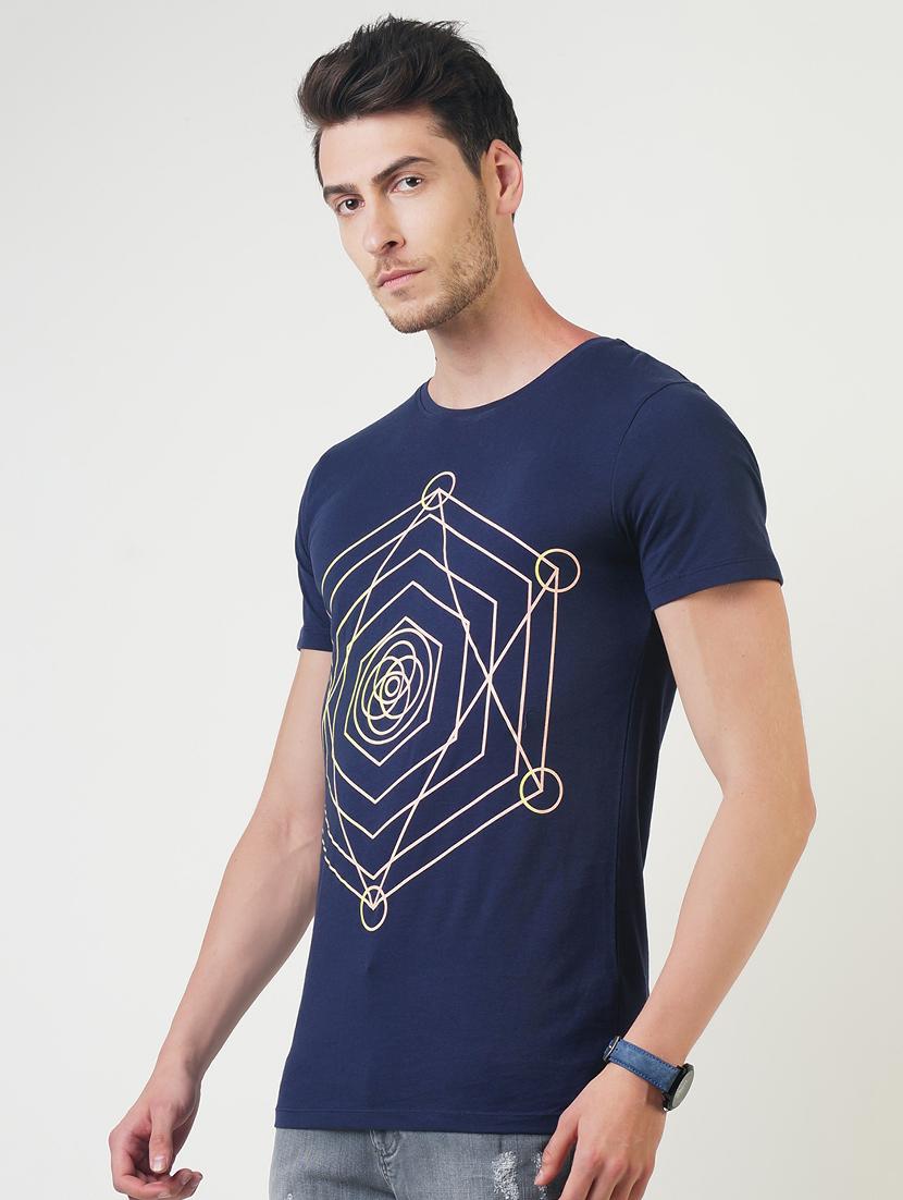 navy blue printed t-shirt - 16013665 - Zoom Image - 2