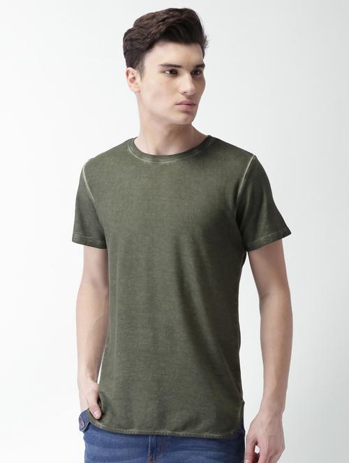 olive green typographic back print tshirt - 16013692 - Standard Image - 1