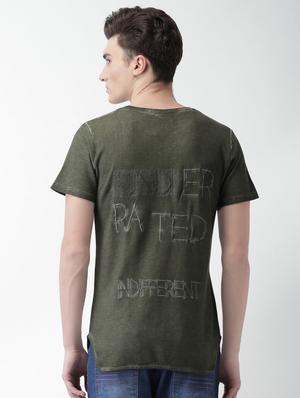 olive green typographic back print tshirt - 16013692 - Standard Image - 3