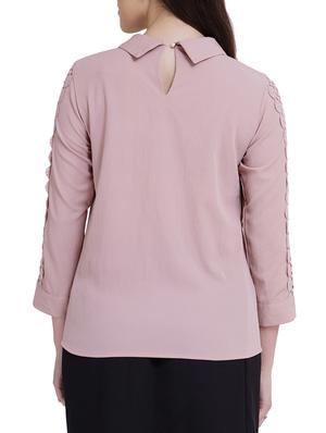 pleat detail lace insert top - 16013834 - Standard Image - 3