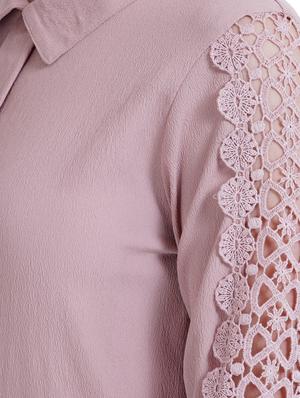 pleat detail lace insert top - 16013834 - Standard Image - 5