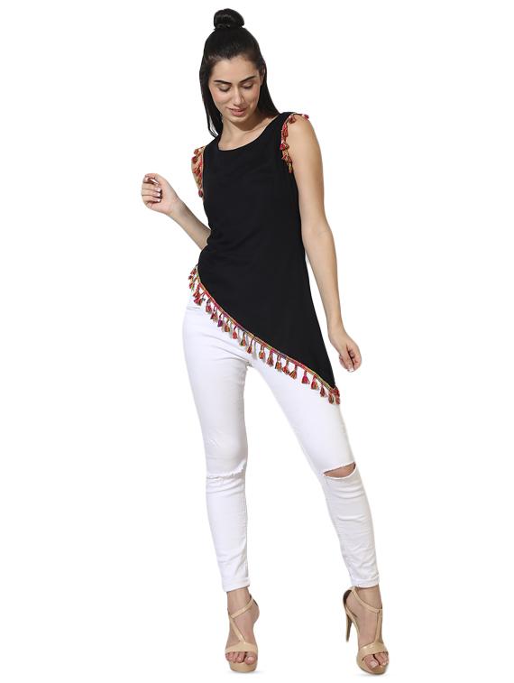 tasseled lace asymmetric tunic - 16013842 - Zoom Image - 4