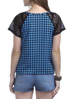 lace sleeved houndstooth top - 16013844 - Standard Image - 3