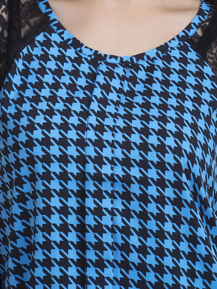 lace sleeved houndstooth top - 16013844 - Zoom Image - 4