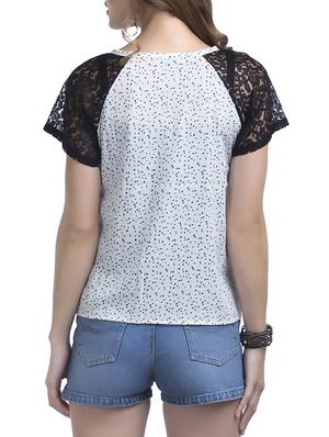 lace sleeved pleat detail top - 16013846 - Standard Image - 3