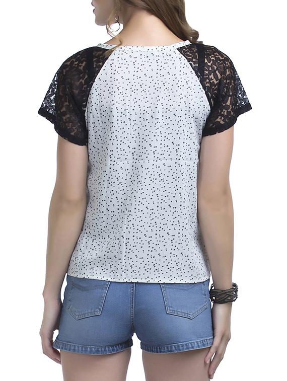 lace sleeved pleat detail top - 16013846 - Zoom Image - 3