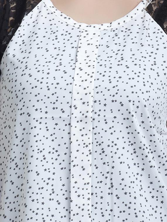 lace sleeved pleat detail top - 16013846 - Zoom Image - 4