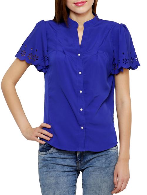 flutter sleeved cut work shirt - 16013849 - Standard Image - 1