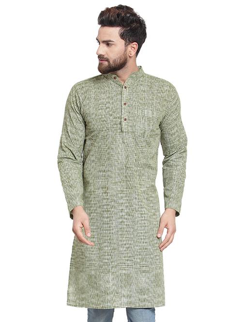 green cotton long kurta - 16015092 - Very Small Image - 1