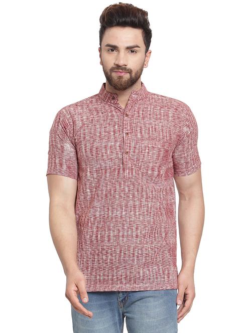 brown cotton short kurta - 16015095 - Standard Image - 1