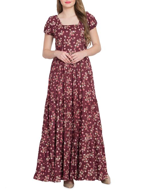 floral flared maxi dress - 16015151 - Standard Image - 1