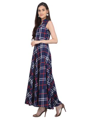 checkered flared maxi dress - 16015159 - Standard Image - 2