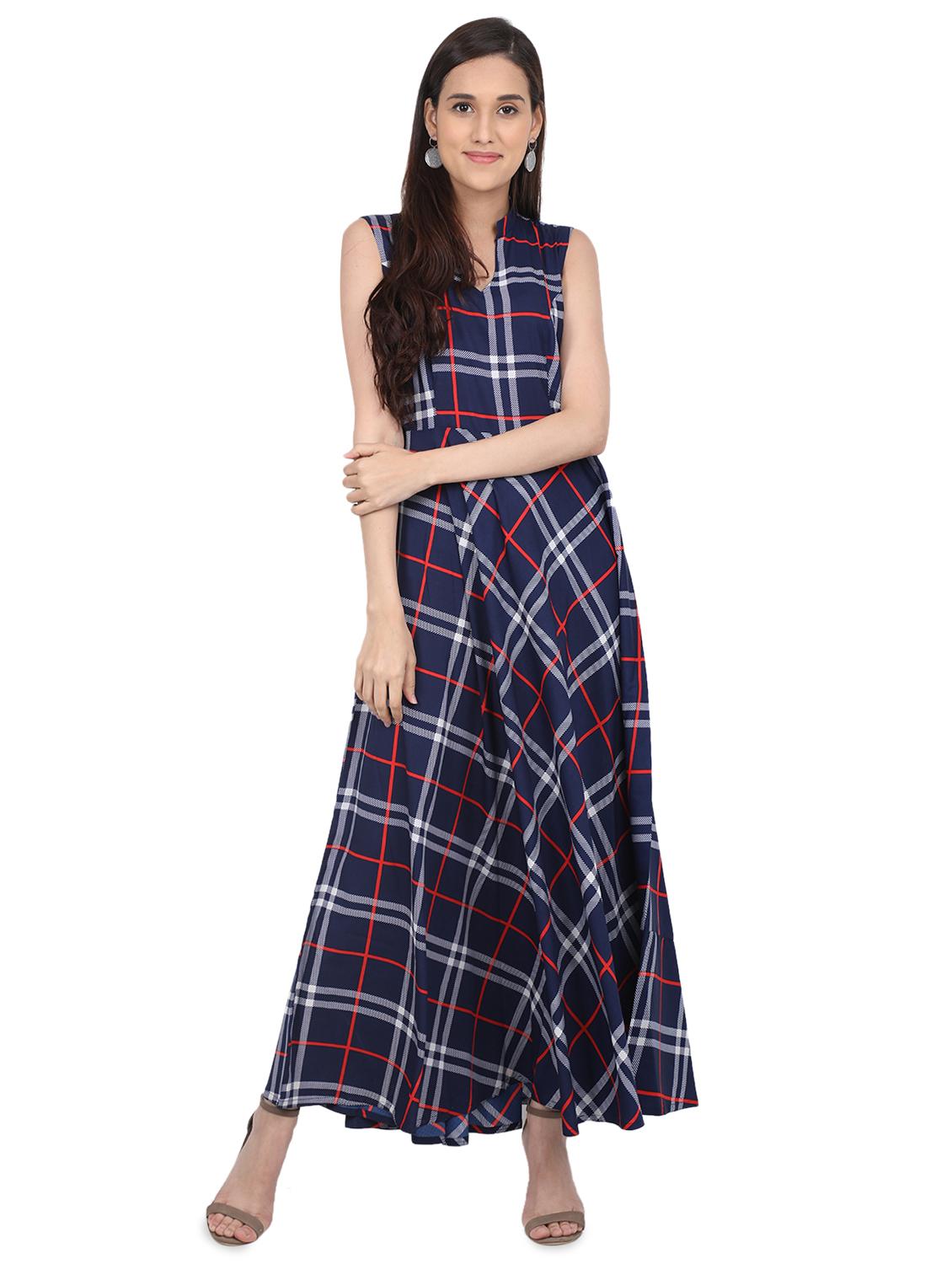 checkered flared maxi dress - 16015159 - Zoom Image - 1