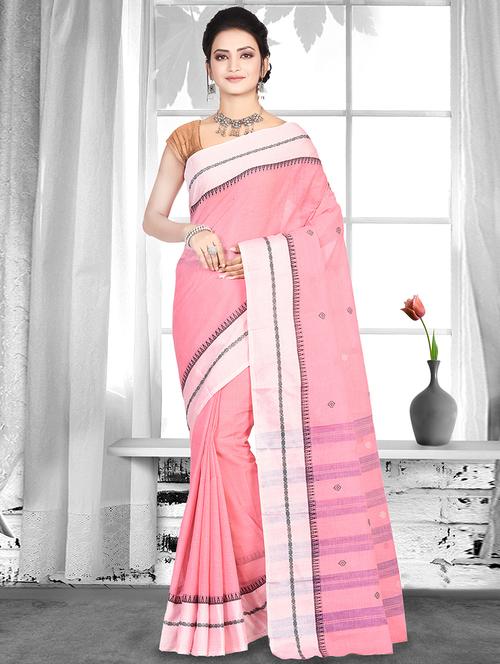 self-design tant saree - 16015194 - Standard Image - 1