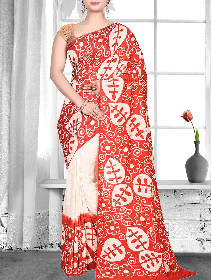 printed matka silk saree with blouse - 16015214 - Zoom Image - 1