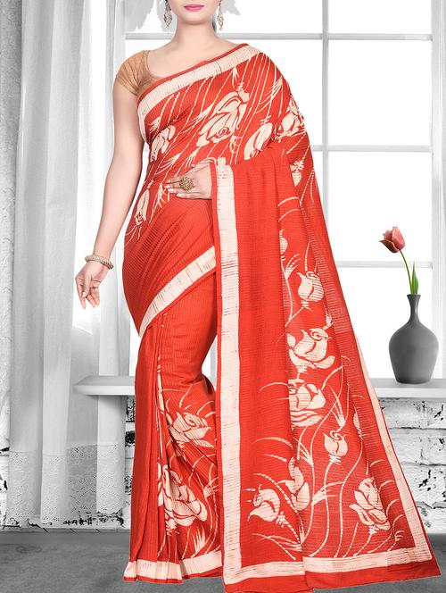 floral printed saree with blouse - 16015215 - Standard Image - 1