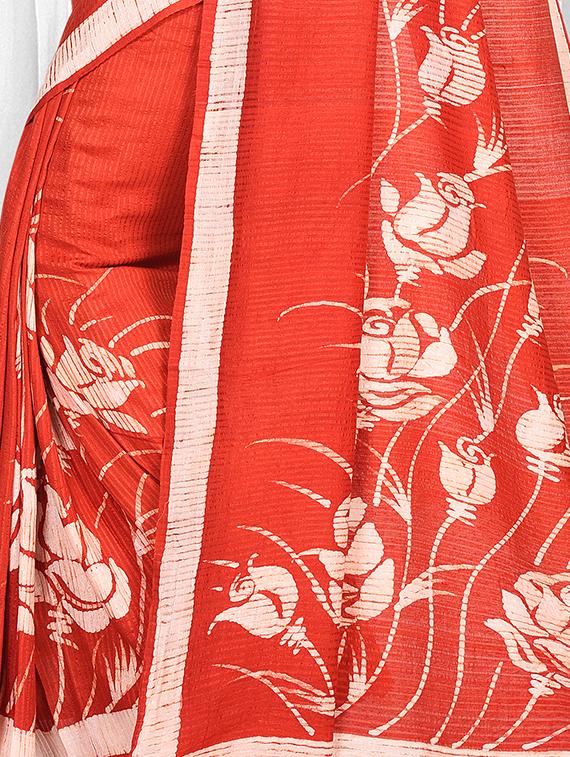 floral printed saree with blouse - 16015215 - Zoom Image - 3