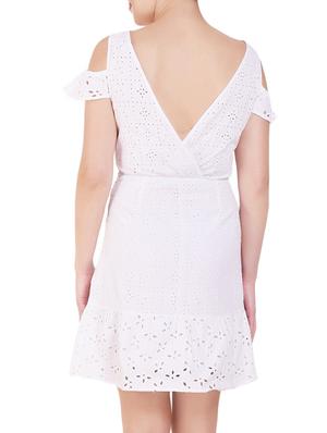 cold shoulder schiffli a-line dress - 16015286 - Standard Image - 3