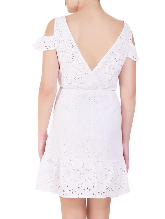cold shoulder schiffli a-line dress - 16015286 - Zoom Image - 3